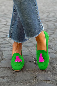 Mien | Grüner Loafer mit fuchsiafarbenem Quast – Groen