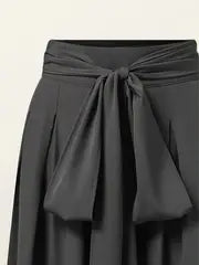Iris - Schicke einfarbige Hose mit weitem Bein und Gürtel – Schwarz