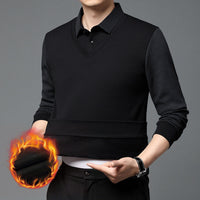 Striped Lapel Two-piece Shirt – Schwarz