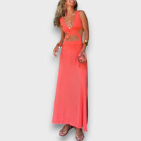Iselda – Maxi Sommerkleid mit Cut-Out-Design – Rosa