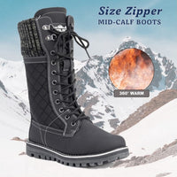 Poimira | Thermisch Isolierte Wasserdichte Kunstpelz-Schneestiefel – Schwarz