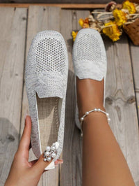 Damen-Sommer-Low-Top-Flachschuhe mit runder Zehenpartie – Weiß