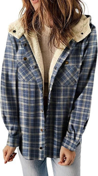 HALLE - KARIERTE JACKE MIT KAPUZE – Blau
