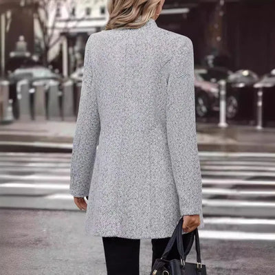 Shivarae | Eleganter grauer Mantel aus einer Wollmischung für Frauen