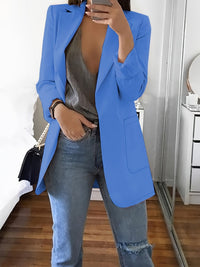 Heidi-Mode | Eleganter Einfarbiger Business-Blazer Mit Offener Vorderseite - Ideal Für Alle Jahreszeiten – Hellblau