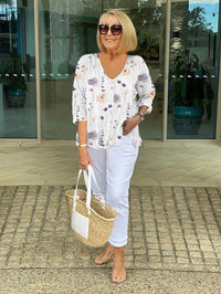 Marloes™ | Elegante Bluse mit Blumen – Weiß