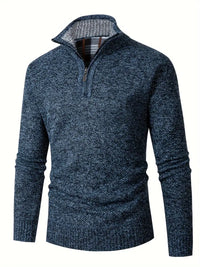 Ingram – Lässiger Pullover Mit Hohem Kragen Und Viertelreißverschluss – Blau