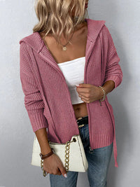 GITTA - LOCKERE STRICKJACKE MIT KAPUZE – Rosa