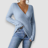 Lior | V-Ausschnitt Langarmpullover – Blau