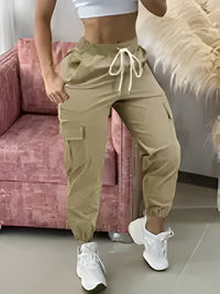 Bianca | Elegante Damen-Cargohose mit Kordelzug – Khaki