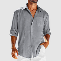 Raivo | Herren Langarm Leinen Overshirt – Grau