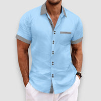 Enzo | Short Sleeve Button Shirt – Blau
