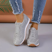 Nika | Damen Glitzer-Turnschuhe – Silber