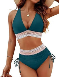 Robyn – Hochgeschnittene Bikinis mit Trendigem Design – Pfauenblau