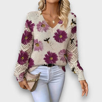 Aurelia – Eleganter Pullover mit Blumendesign – Violett