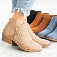 Zeline - Modische Wildlederstiefel – Beige