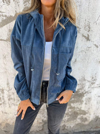 Adelaida | Lässige Kapuzenjacke mit Reißverschluss – Blau