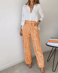 THEKLA - STILVOLLES ZWEITEILIGE SET (GESCHENK: GRATIS GÜRTEL) – Orange