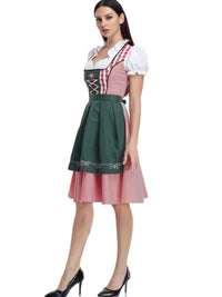 Damen Traditionell Midi Oktoberfest Dirndl Kleid – Olivgrün