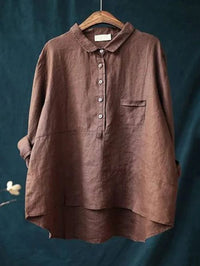 Vega | Oversized Leinen-Bluse – Rot