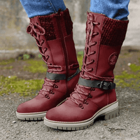 FrostLuxe™ - Schnürstiefel für den Winter – Rot