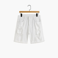 Herren Slim Fit Jeansshorts mit Stretch und Umschlag-Saum – Weiß