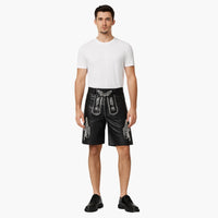 Traditionelle kurze Lederhose für Herren - Oktoberfest 2025 – Schwarz