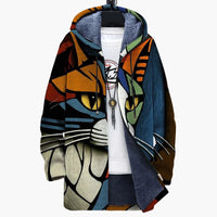 Katzenmuster Strickcardigan für Damen – Mehrfarbig