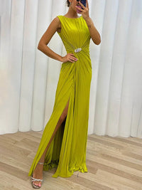 Davina | Faltendes Maxi-Abendkleid – Gelb