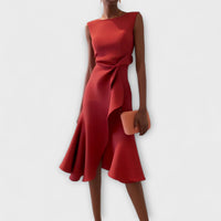Zandelle | Asymmetrisches Midi-Kleid mit Drapierung – Rot