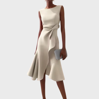 Elfriede | Damen Ärmelloses Midikleid Drapiert Asymmetrisch – Asymm. Midi Drapiert 2026 – Creme