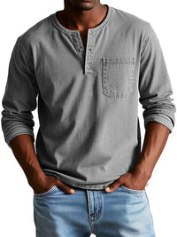 Philipp | Herren Lässiges Henley Shirt – Grau