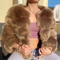 Cardi | Eleganter Pelzmantel – Braun