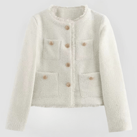 GISELA - ELEGANTE JACKE MIT GOLDENEN KNÖPFEN – Weiß