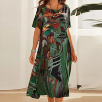 Mira™ - Lässiges Plus-Size Kleid mit Bindegürtel – Grün
