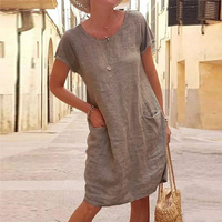 Kim® | Stilvolles Leinenkleid – Khaki