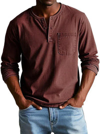 Philipp | Herren Lässiges Henley Shirt – Rot
