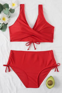 Élisa - Einfarbiger Badeanzug Bikini – Rot