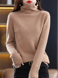 Yiesell | Pure Wol Rollkragenpullover – Gold Camel