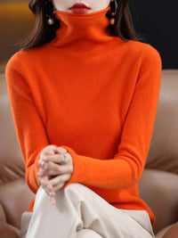 Yiesell | Pure Wol Rollkragenpullover – Orange