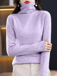 Yiesell | Pure Wol Rollkragenpullover – Kattun lila