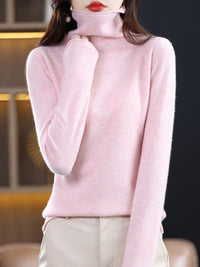 Yiesell | Pure Wol Rollkragenpullover – Rosa