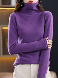 Yiesell | Pure Wol Rollkragenpullover – Violett