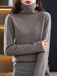 Yiesell | Pure Wol Rollkragenpullover – Dunkel Camel