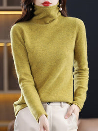 Yiesell | Pure Wol Rollkragenpullover – Senfgelb