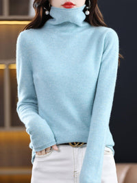 Yiesell | Pure Wol Rollkragenpullover – Blume Grün