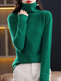 Yiesell | Pure Wol Rollkragenpullover – Grün