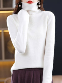 Yiesell | Pure Wol Rollkragenpullover – Weiß