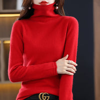 Akainu - Eleganter Rollkragenpullover – Rot