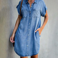 AUGUSTA - HEMDKLEID MIT KURZEN ÄRMELN – Blau